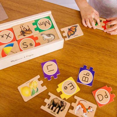Melissa & Doug Self-Correcting Alphabet Wooden Puzzles With Storage Box (52 pcs)