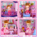 Doll House for Girls,6 Rooms Pink Dollhouse with Dolls Figure, Puppies,Furniture, Accessories, Kids Playhouse for for 3 4 5 6 7 8 9 10 Year Old