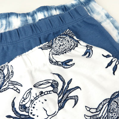 HonestBaby Baby 3-Pack Organic Cotton Footed Harem Pants, Crabs Navy, Newborn
