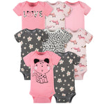 Gerber Baby Girl's 8-Pack Short Sleeve Onesies Bodysuits, Leopard Pink, 3-6 Months
