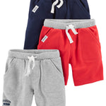 Simple Joys by Carter's baby-boys Multi-pack Knit Shorts, Red/Grey/Navy, 6-9 Months