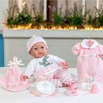 15" Realistic Soft Body Baby Doll with Open/Close Eyes | JC Toys - Berenguer Boutique | 10 Piece Gift Set with Bottle, Rattle, Pacifier & Accessories | Pink | Ages 2+