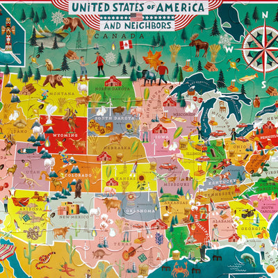 eeBoo 48 Piece Giant Floor Puzzle - USA Map Children's Puzzle Geography Themed, Large Pieces for Small Hands to Develop Motor Skills