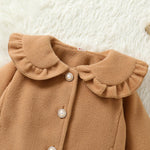 JEELLIGULAR Toddler Baby Girl Coats Kids Cloak Button Warm Thick Jacket Clothes Baby Fall Winter Outwear Clothes Set(Khaki#1,3-6 Months)