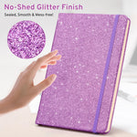 Purple Glitter Notebook, 8.4"x 5.7", 200 Lined Pages, No-Shed Sparkle Journal for Girls & Women, A5 Hardcover Diary for Writing, Birthday Gift for Teen Kids, Trendy Stuff for 6 8 9 10 11 12 Year Old