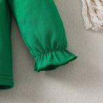 Magic Park 12M-6Y Baby Girl Long Sleeve Blouse Toddler Ruffle T-Shirt Kid Solid Color Tee Casual Tops Winter Clothes (12 Months, Long Green)