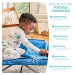 Regalo My Cot Deluxe Portable Toddler Bed, Indoor/Outdoor Kids Nap Cot with Sleeping Bag & Pillow, Lightweight Folding Travel Design for Home, Daycare, Camping & Sleepovers, Ages 2-5