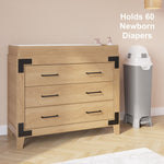 Foundations Hands Free Tall Diaper Pail with Airtight Lid - Durable & Odorless Disposal, Large Capacity, Holds up to 60 Newborn Diapers, Refill with Any Bags, Baby Registry Gift - Gray (9622057)