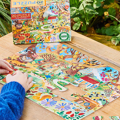 eeBoo 20 Piece Giant Floor Puzzle - Fairy Cottage Children's Puzzle Fantasy Nature Themed, Large Pieces for Small Hands to Develop Motor Skills