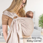 Ring Sling Baby Carrier - USA Lab Tested, 100% Natural Cotton Muslin, Breathable & Ergonomic Ring Sling Sand