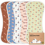 Organic Burp Cloths Baby Boy & Girl - 5-Pack Super Absorbent Cotton Burping Cloths for Babies, Soft & Plush Newborn Spit Up Rags, Infant Towels for Milk Spit Up, Unisex, Large 21" x 10" (Toy Land)