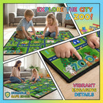 HBUFBUQ Kids Car Rug Play Mat 2.5x4 Feet City Life Road Traffic Carpet for Bedroom Playroom Non Slip Backing Washable Floor Mat for Boys Girls Educational Map with Zoo Ferris Wheel