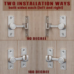 Barn Door Lock Latch – 90 or 180 Degree Barn Door Latch Slide Lock – Home Security Door Lock for Bathroom, Garage, Bedroom, Cabinet, Barn – Durable Zinc Alloy Security Door Lock (Silver)