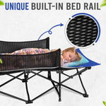 High Stream Gear Toddler Cot Bed: Kids Travel Camping Bed, a Portable Folding Cot for Kids Great for Outdoors and Young Guests at Home. Comfortable Kids Sleeping Cot Easy to Store and Use (Blue)