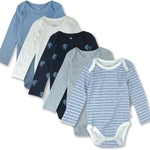 HonestBaby baby-boys 5-pack Long Sleeve Bodysuits One-piece 100% Organic Cotton for Infant Baby Boys