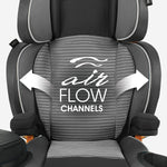 Chicco KidFit Zip Air Plus 2-in-1 Belt Positioning Booster Car Seat, Backless and High Back Booster Seat, for Children Aged 4 Years and Up and 40-100 lbs, Q Collection/Black/Grey