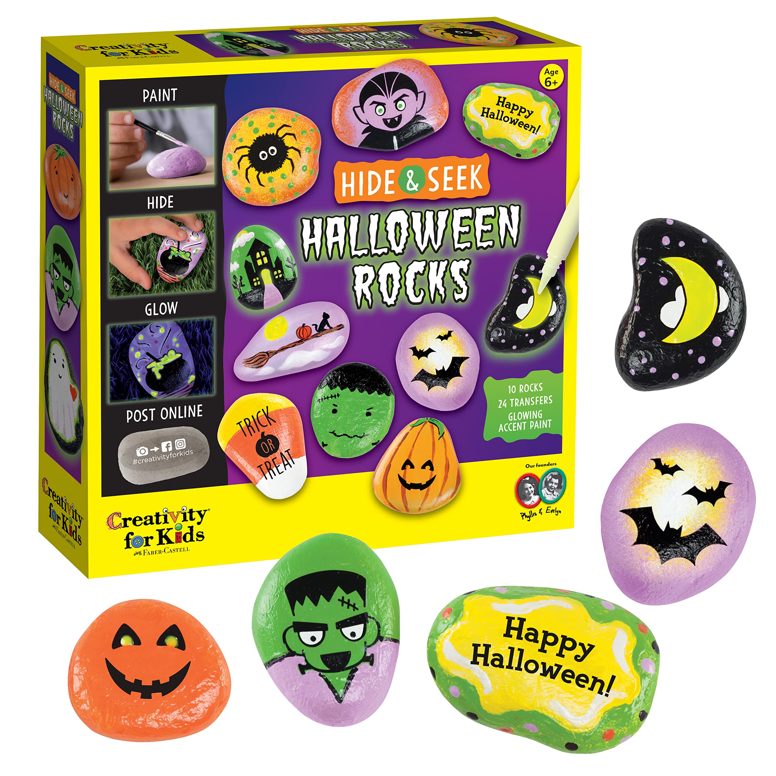 Creativity for Kids Glow in the Dark Rock Painting Kit: Crafts for Kids Ages 6-8+, Painting Rocks Arts and Crafts, Kids Gift