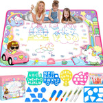 Water Doodle Mat - Kids Painting Writing Color Doodle Drawing Mat Toy Bring Magic Pens Educational Toys for Age 2 3 4 5 6 7 Year Old Girls Boys Age Toddler Gift