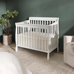 Dream On Me Aden 4-in-1 Convertible Mini Baby Crib in White, GreenGuard Gold & BSA, Sustainable Pinewood, Non-Toxic Finish, 3 Mattress Heights, Converts to Mini Day & Twin-Size Bed
