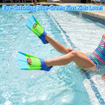 Fanwill Kids Swim Fins,Short Comfortable Flippers for Lap Swimming and Training for Children,Girls,Boys,Youth,Women(Blue/Green/SkyBlue XXXS)