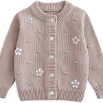 Simplee kids Baby Girl Thin Sweater Solid White Pink Cardigans for Toddler 0-3Years