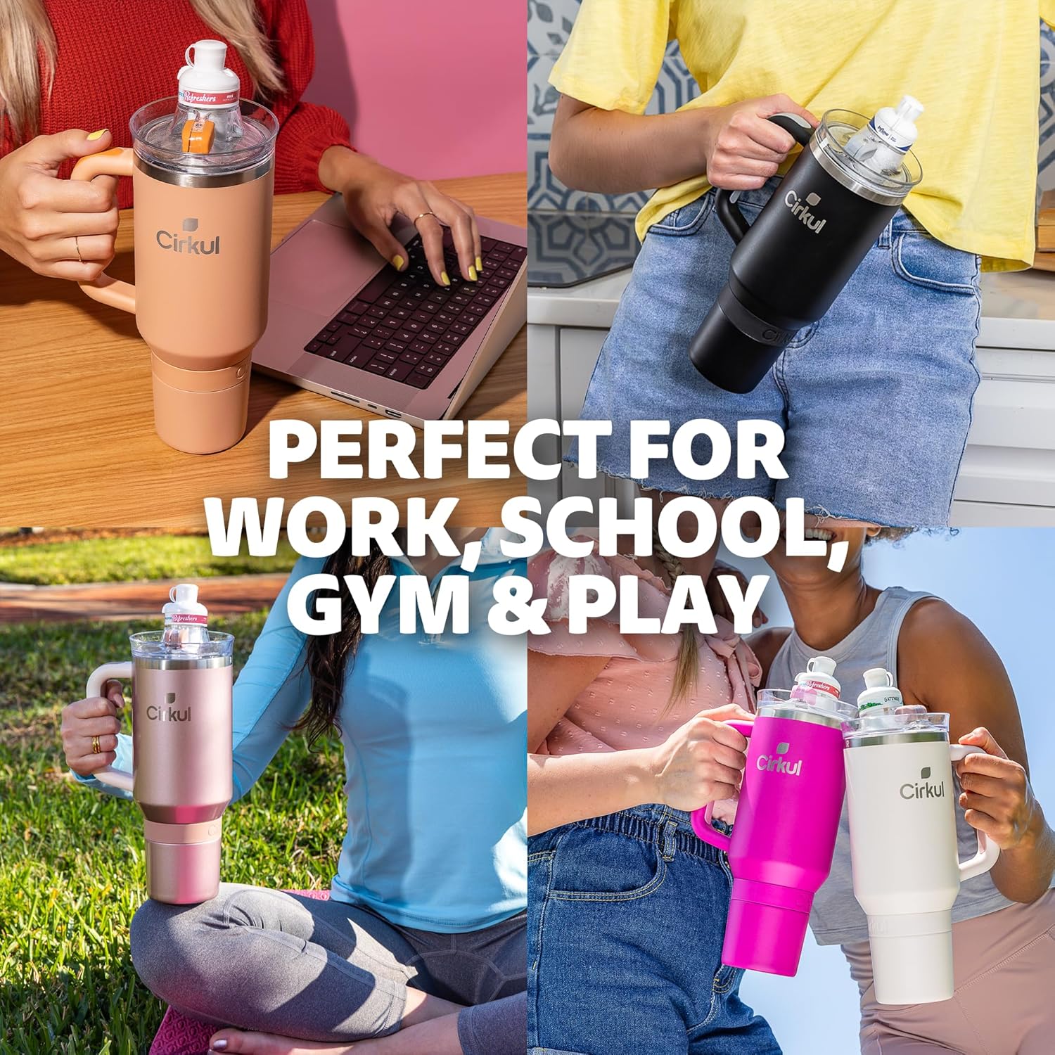 Cirkul Light Gray All-Day StrawSip™ Tumbler - 40oz Gray Stainless Steel Tumbler, Flavor Cartridges Not Included