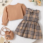 Baby Girl Clothes Toddler Dresses Infant Fall Winter Outfits Little Coat Princess Cardigan Dress Set +Cute Bag