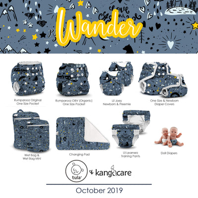 Kanga Care Lil Joey Newborn All in One AIO Cloth Diaper (2pk) Wander 4-12lbs