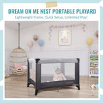 Dream On Me Nest Portable Playard in Grey with Carrybag an Shoulder Strap, Lightweight, Packable and Easy Setup Baby Playard, Breathable Mesh Sides and Soft Fabric - Comes with a Removable Padded Mat