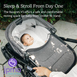 UPPAbaby Bassinet V3 - Compatible with Vista, Cruz, Ridge Strollers - Overnight Sleep Solution - Mattress, Sheet and Bug Shield Included - Jake (Charcoal/Carbon Frame)