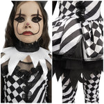 Spooktacular Creations Girls Clown Costume, Halloween Evil Clown Costume, Black and White Jester Dress for Girls Halloween Dress Up, Role Play, Cosplay Party