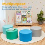 ECR4Kids SoftZone Foam Ottoman Set, Round, Flexible Seating, Contemporary, 4-Piece