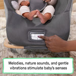 Ingenuity Every Season 2-in-1 Baby Rocker & Seat - Cooling and Warming Fabrics, Detachable Sustainable Wooden Activity Bar, Music, Vibration, for Ages 0-30 Months, Wesley (Grey)