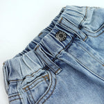 KIDSCOOL SPACE Infant Jeans,Baby Toddler Elastic Waist with D-Ring 4 Ripped Holes Denim Pants,Light Blue,9-12 Months