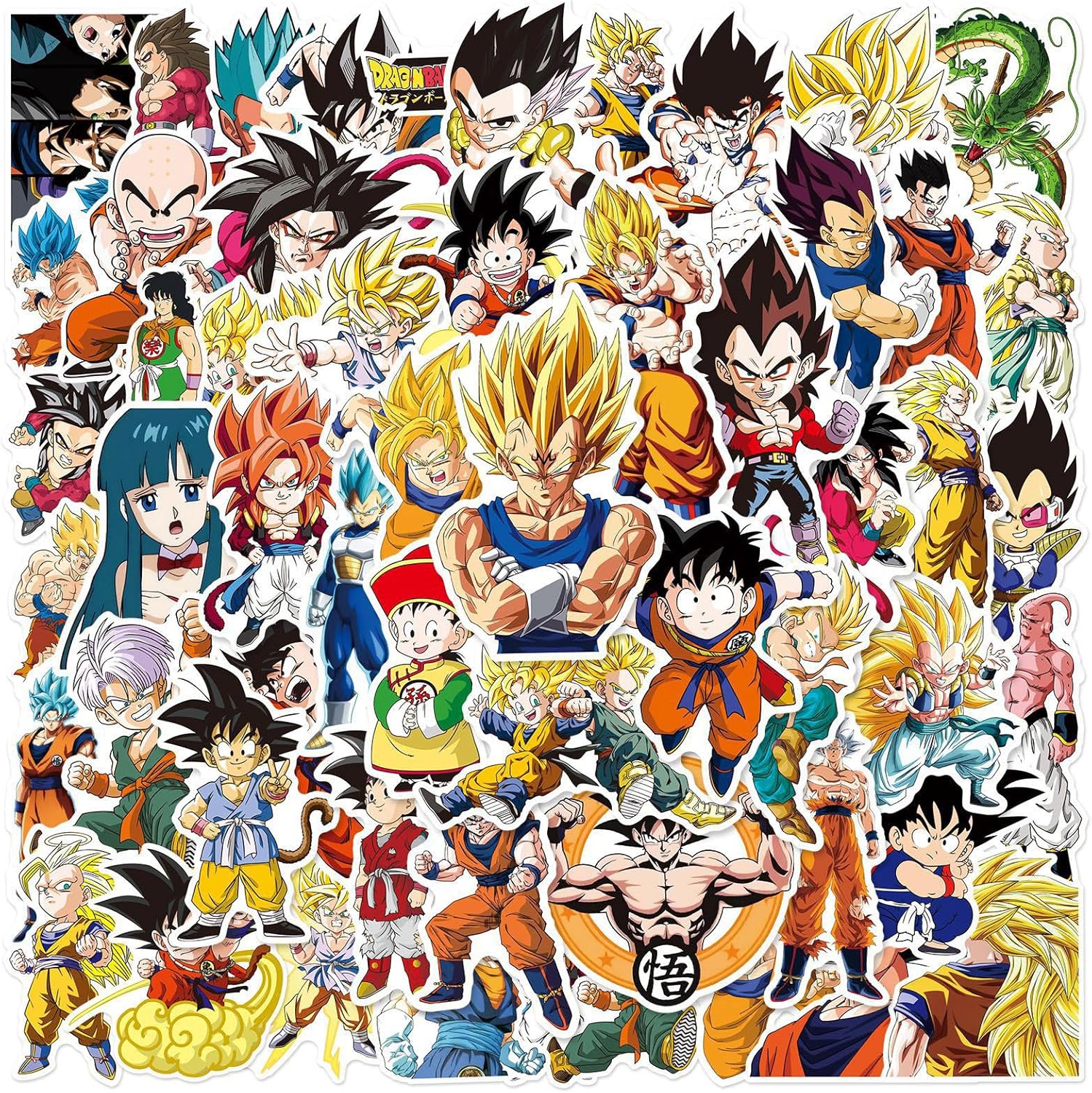 Cool Classic Anime Dragon and Ball Stickers for Water Bottles,Laptop,Birthday Party Supplies Party Decorations Party Favors (Black)