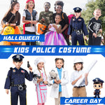 Joycover Police Officer Costume for Kids - Deluxe Police Costume for Kids with Accessories, Kids Halloween Costumes for Boys Girls, Cop Costume Role Play Kit for Halloween Career Day-L…