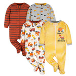 Gerber Baby Boy's 4 Pack Sleep 'N Play Footie, Transportation Zone, 6-9 Months