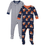 Gerber Baby Boys' 2-Pack Footed Pajamas, Fox Grey, 0-3 Months