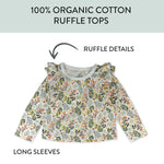 HonestBaby 3-Piece Long Sleeve Ruffle T-Shirts 100% Organic Cotton for Toddler, Baby Girls, Scottish Ivy, Newborn