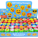 TINYMILLS 50 Pcs Emoticons Stamps for Kids – Self-Inking Emoticons Assorted Stampers (50 Different Designs), Emoji Birthday Party Favors, Piñata Fillers, Game Prizes, Classroom Rewards, Teacher Stamps