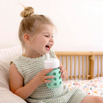 Lifefactory 8-Ounce Wide Neck Glass Baby Bottle with Protective Silicone Sleeve and Pivot Straw Cap, Mint (LG2241WMI4)