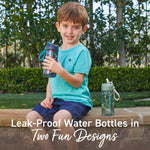 Bentgo Kids Water Bottle 2-Pack - Leak-Proof Durable Tritan BPA-Free 15 oz Cup for Kids/Toddlers Ages 3+; Bite & Sip Spout + Dishwasher Safe for School/Sports/Daycare/Camp (Dinosaur/Dino Fossils)
