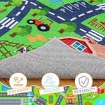 Kids Room Rug - Soft & Non-Slip 4x5 Ft Town Car Rugs City Map Play Mat, Childrens Road Carpet Washable Playmat for Classroom Nursery Bedroom Boys
