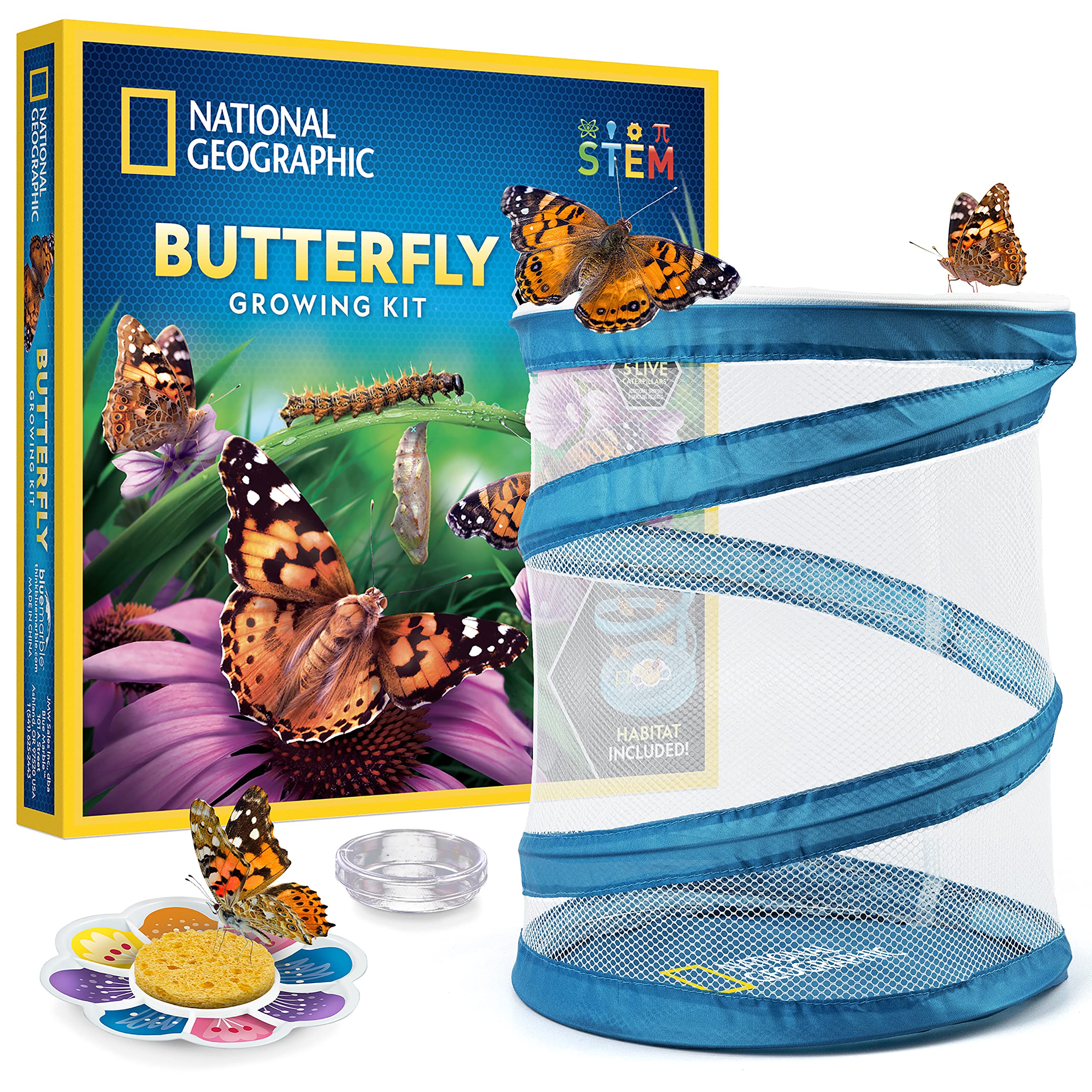 National Geographic Ultimate Butterfly Growing Kit - Butterfly Activity Kit with Voucher for 5 Live Caterpillars, Butterfly Cage, Butterfly Feeder