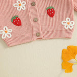 Infant Baby Girl Cardigan Sweaters Toddler Floral Embroidery Button Up Knit Tops Fall Winter Knitwear Clothes