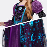 Spooktacular Creations Witch Costume for Girls, Halloween Witch Dress with Broom Hat, Kids Moon Shimmer Costume Set for Wizard Role Play Themed Parties (Medium(8-10 yrs))