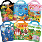 Kalysky 6Set Puffy Sticker Books for Kids 2-4, 3D Reusable Stickers Books for Toddlers 1-3 2-4,Farm+Animal+Dinosaurs+Ocean World+Space+Vehicle