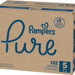Pampers Pure Protection Baby Diapers, Size 5 (27+ lbs), 132 Count, Up to 100% Leakproof, Premium Plant-based Skin Protection, Hypoallergenic Soft Diapers