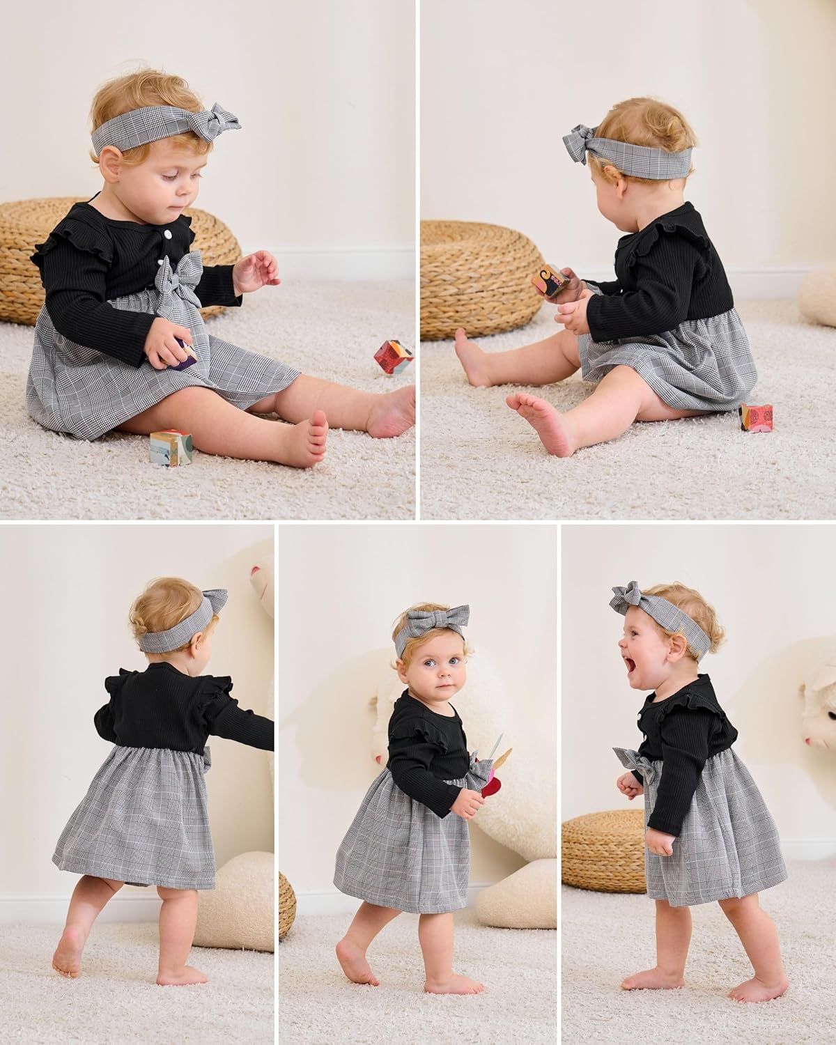 Baby Girl Dress Infant Clothes Newborn Fall Winter Outfits Plaid Dresses Cute Birthday Gifts Holiday Princess Dress for Girls