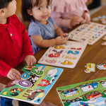 Melissa & Doug Wooden Peg Puzzle 6 Pack Numbers, Letters, Animals, Vehicles